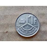 Бельгия 1 франк, 1991г. 'BELGIQUE' (D-107)