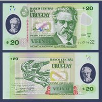 Уругвай, 20 песо 2020 г., P-W101 (полимер, Serie A), UNC