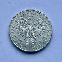 Монета СЕРЕБРО Польша 10 злотых 1932 год Ядвига ( знак м.д) ОТЛИЧНЫЕ