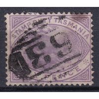 40.Aust. Великобритания. Австралийские штаты. Тасмания. Служебные марки. Земельный налог. Утконос. 1880 г. 6p. Mi.#11.