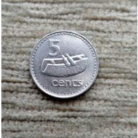 Werty71 Фиджи 5 центов 1992 Средний портрет Королевы Лали фиджийский барабан