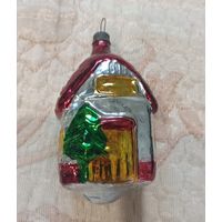 Елочные игрушки, стекло, димик в лесу, дом, игрушка ГДР. Тонкое стекло