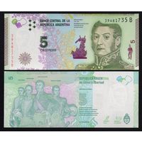 Аргентина 5 песо образца 2015 года UNC p359