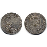 Орт (1/4 талера) 1653 MW, Ян II Казимир Ваза, Всхов. Редкий вариант сочетания штемпелей аверса и реверса!