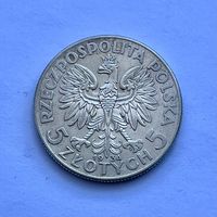 Монета СЕРЕБРО Польша 5 злотых 1934 год Ядвига ОТЛИЧНЫЕ