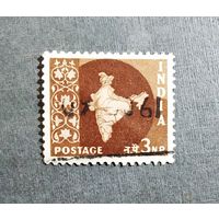 Марка Индия 1957 год Карта
