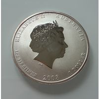 1 доллар 2008 г.   Елизавета 2.  ГОД МЫШИ.  СЕРЕБРО. 999 пробы   УНЦИЯ.