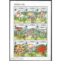 Гамбия Гриб Опята Мухомор Бледная поганка Рядовка Мицена 1994   MNH