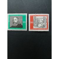 ГДР 1958 Полная серия марок "К 300-летию со дня рождения Яна Коменского, отца дидактики-науки о том, как учить людей и как люди учатся" (чистые* с наклейками) Mi.643-644 каталог 2.20 евро