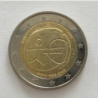 2 евро Германия 2009 10 лет Экономическому и валютному союзу