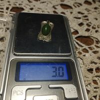 Подвеска мельхиор с камнем, нефрит, вес 3гр, длина 2,5 см