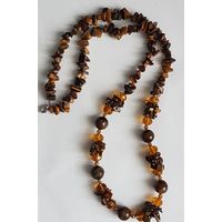 Бусы колье, натуральные камни, камни-шары, камни-гроздья, бусины. Длина 68 см. 70-х годов.