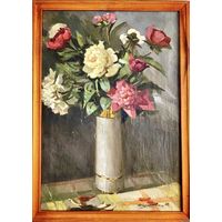 Корженевский А.С "Пионы",1972г. Х/М. р.70х50 см.