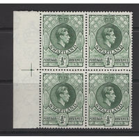 1938 Свазиленд ** George VI, кварт 4 марки с полем (SG 28a), Британские колонии