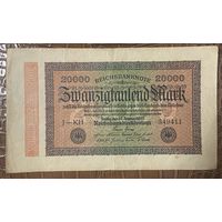 Банкнота 20000 марок 1923 год. Веймарская республика.