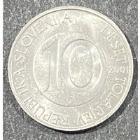 Монета 10 толаров 2001 год. Словения