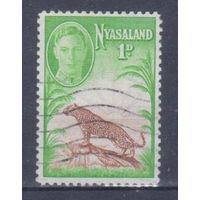 [2057] Британские колонии. Ньясаленд 1947. Георг VI.Фауна.Леопард. Гашеная марка.