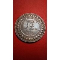10 сантимов 1892 Тунис. Медь. Шикарное состояние. (14) Очень красивые.
