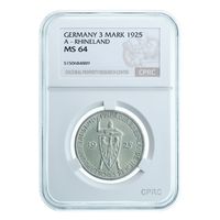 Германия. 3 марки 1925 А слаб CPRC MS64
