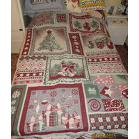 Новогодний плед. Лен.Хлопок