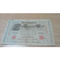 1000 марок 1910 года Германии 8632891 красный номер и печать