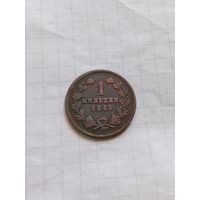 1 крейцер 1848 года. Баден.