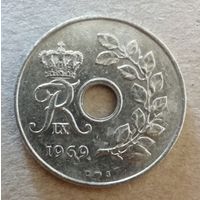 Дания 25 эре 1969 год,  KM# 855, ю