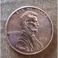 США 1 цент, 2001 г., цент Линкольна, без отметки мд: Филадельфия, KM# 201b