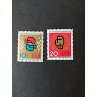 ГДР 1965 Полная серия марок "Чемпионат по боксу в Берлине" (чистые**) Mi.1100-1101 каталог 1.20 евро