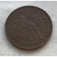 Новая Зеландия 1 пенни 1956 (с ремнем на плече) Новозеландский туи Елизавета II
