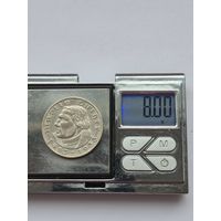 2 марки 1933 года. Германия,450 лет со дня рождения Мартина Лютера. Нацистская Германия (1933 - 1945). Серебро 625. Монета не чищена. В2 45637.