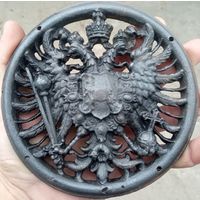 - ГЕРБ Австро-Венгрии 1867-1918 Чугун Д 15 см 750 гр с пулевой меткой войны Накладка Плакетка