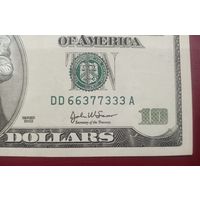 Торг! 10 долларов США 2003 года. Красивый номер: DD66377333