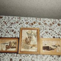 ПЕЙЗАЖ ИЗ БЕРЕСТЫ, СТАРИННАЯ РУЧНАЯ РАБОТА, УНИКАЛЬНАЯ МАЛЕНЬКАЯ КОЛЛЕКЦИЯ