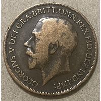 Монета 1 пенни 1919 год. Великобритания. Король Георг V