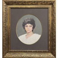 Бржозовский Г.Ф "Портрет дочери балерины Л.Г Бржозовской". ДВП, масло. Размер с рамой и паспарту 56,5х61 см.