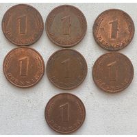 Германия 1 пфенниг 1989 г. J. Цена за 1 шт.