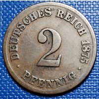 Германия 2 пфеннига 1875 г. С.