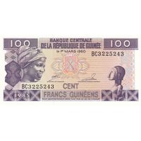 Гвинея 100 франков образца 1985 года UNC P30a(2) серия AV