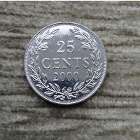 Werty71 Либерия 25 центов 2000 Блеск