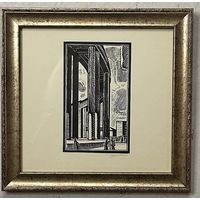 Асецкий Л.П. Заслуженный художник."Каланада Акадэміі навук",линогравюра. с рамой 24х25 см.