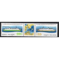 ГДР 1979. Паромная переправа Швеция-ГДР. корабли 2марки+купон