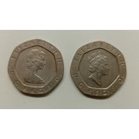 Великобритания 20 пенсов,1982 год. 1989год