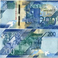 Кения 200 шиллингов образца 2019 UNC pw54 серия AJ