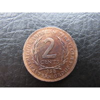 Восточные Карибы. 2 цента, 1958. С 20 копеек. Распродажа коллекции. Смотрите другие лоты.