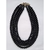 Бусы. Многорядное ожерелье из черного стекла. Шарики