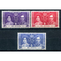 Британские колонии - Сент-Люсия - 1937г. - коронация короля Георга VI и королевы Елизаветы - 3 марки - полная серия, MLH [Mi 96-98]. #2-Bc-136-A-2
