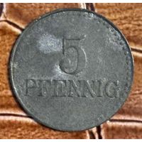 Монета 5 пфеннигов 1917 год. Леннеп. Веймарская республика
