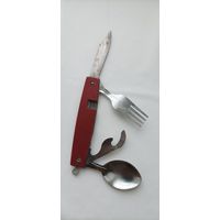 Туристический походный набор СССР. Ложка, вилка, нож, открывалка