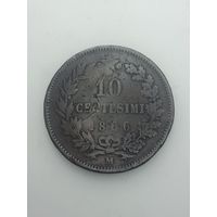 Италия 10 чентезимо 1866 года . М